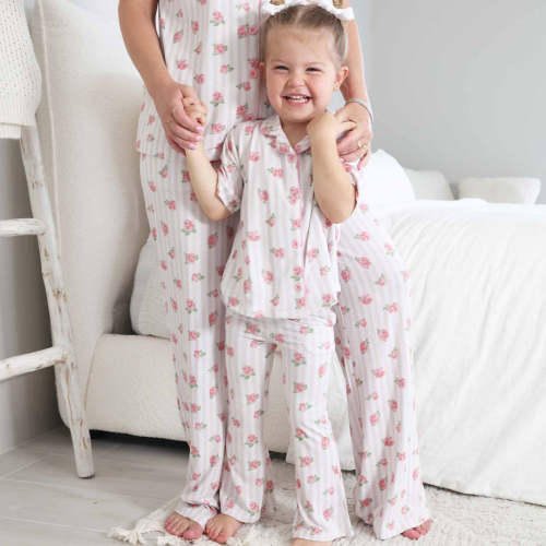 Girl's Two Piece Flare Lounge Set | Rosy & Cozy