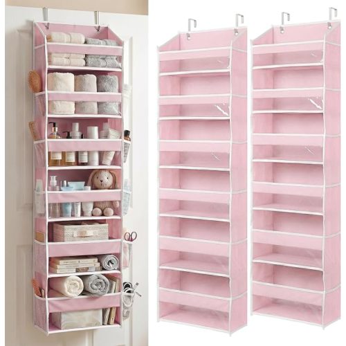 Over the Door Organizer, 6-Tier, 100D Fabric, Baby Pink 1pc