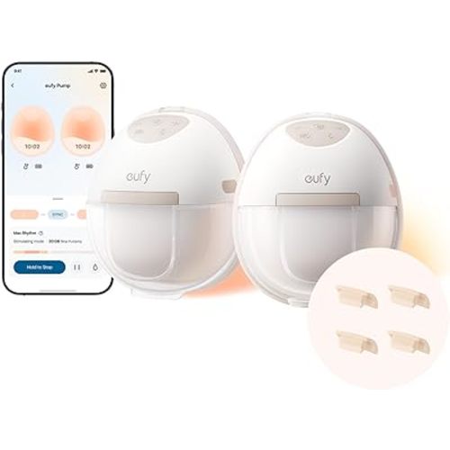 Heated Breast Pump E20 with Spout Cap (4-Pack), Wearable with Innovative HeatFlow, 3 Heat Levels, Optimized Rhythm via App, Hospital-Grade Suction, Leakproof, Ultra-Slim and Quiet