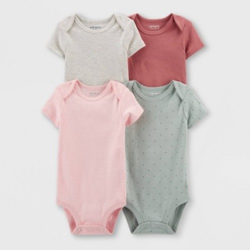Carter's Just One You® Baby 4pk Basic Bodysuit - Green/Gray/Pink, Size: 6M