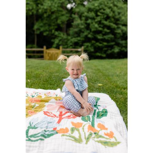Cottage Garden Cotton Muslin Blankets for Adult and Kids -  Quilt Throw Swaddle - Baby Shower Gift for Girl or Boy