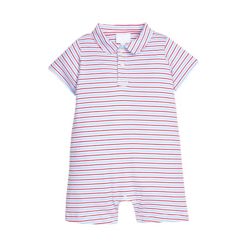 Peter Pan Polo Romper - Primary Stripe