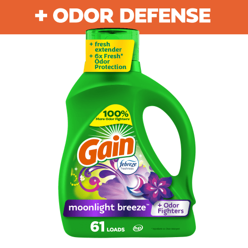 Gain Laundry Detergent Liquid with Odor Fighters, Moonlight Breeze Scent, 88 fl oz, 61 Loads