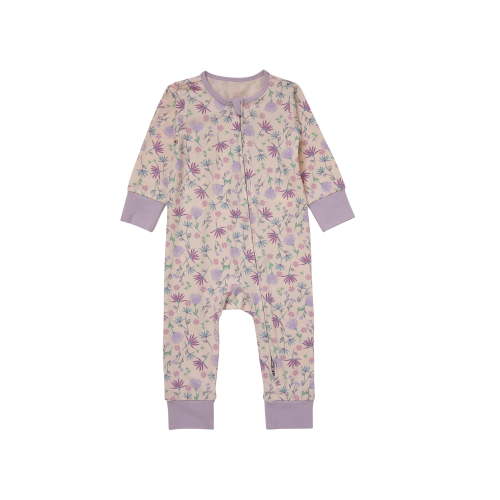 Hanes Pure Comfort Baby Long Sleeve Footless Sleep N' Play, Organic Cotton, Boys & Girls Pink Flowers 6MTH