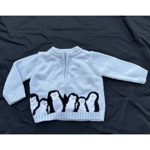 The Eagle’s Eye Vtg Y2K Penguin Snowflake Embroidered Half Zip Sweater 12 Mths