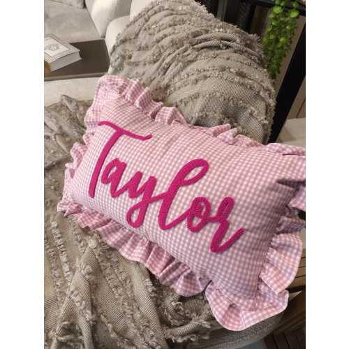Personalized Baby Pillow, Ruffle Gingham Nursery Decor, Embroidered Name - Etsy