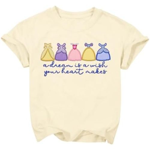 Princess Girls Shirt Magical Shirts for Toddler Embroidered Dress Graphic T Shirt Holiday Vacation Tee Tops