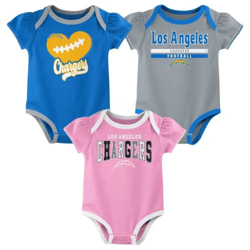 NFL Los Angeles Chargers Girls' Newest Fan 3pk Bodysuit Set - 12M