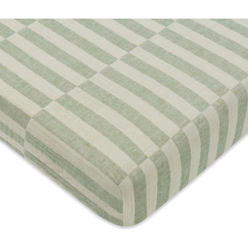 Certified Organic Muslin Cotton Mini Crib Sheet, Moss Stripe