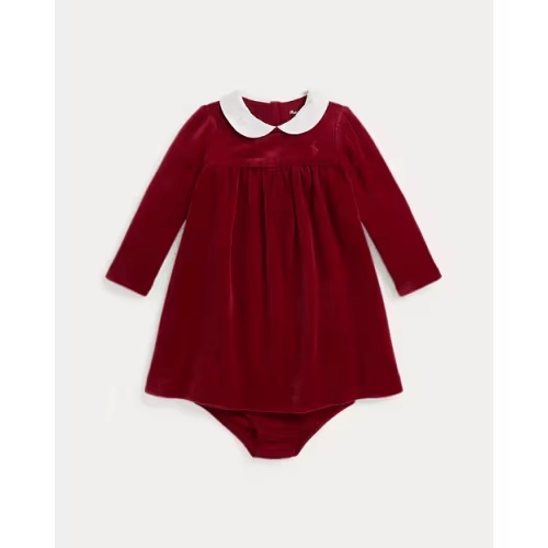 Velour Dress & Bloomer - Red / 12M