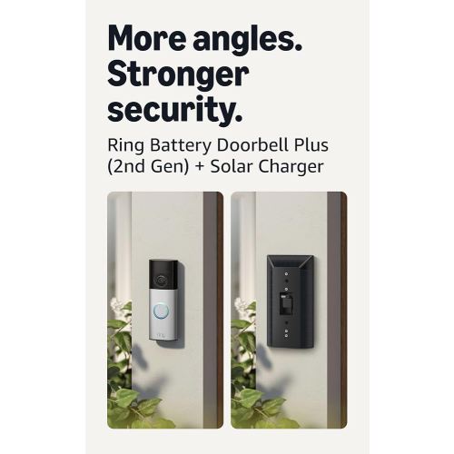 Ring Battery Doorbell Plus (newest model), Nickel Silver with Solar Charger (newest model)