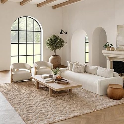Nourison Home Versatile Natural Beige 7' x 10' Area Rug - Easy Clean, Non Shedding, Bed Room, Living Room, Dining Room, Kitchen (7' x 10')