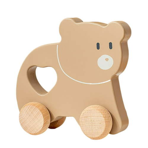 JANGSLNG Toddlers Wooden Car Toy Animal on Wheels Vehicle Toy Push and Go First Truck Toy for Baby 12 Months 1 Year Old