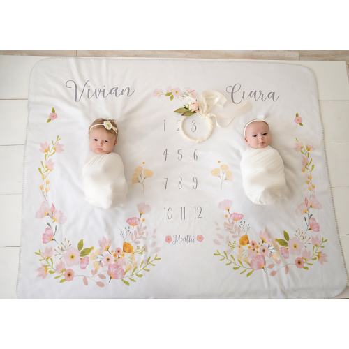 Personalized Twin Milestone Blanket: Blossom Fleece, Extra Large