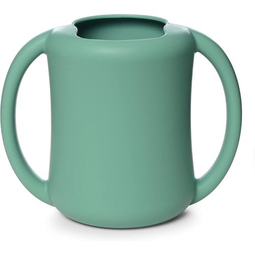PrimaStella Silicone Baby & Toddler Training Cup with Handles (Green)