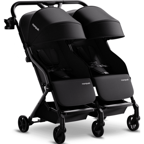 Mompush Lithe Double Stroller with Two Large Individual Side by Side Recline Seat, Black, 24.5LB, Unisex