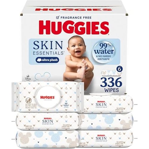Huggies Skin Essentials Baby Wipes, 99% Water, 6 Packs, 336 Wipes