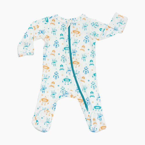 Norani Organic Baby Footie - Robots, 0-3 Months