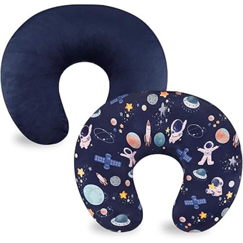Nursing Pillow Cover 1 Pack, DAYEEBALL Double-Sided Removable Nursing Cover for Baby Girls Boys Newborn, Stretchy and Soft Reversible Slipcover for Breastfeeding Pillow, Space(Only Cover)