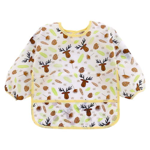 Baby Bibs for Eating Baby Boys Girls Long Sleeve Cartoon Prints Soft Bibs Baby Care Drool Bibs for Baby Girl Yellow 6 Months-12 Months