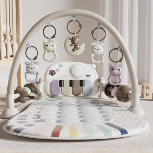 Stactcute Baby Play Mat Baby Toys,Baby Gym Tummy Time Play Piano Activity Mat with 5 Infant Sensory Toys,Music & Light Infant Newborn Gifts for Babies Toddlers 0-3 6-9 11 12 Months.