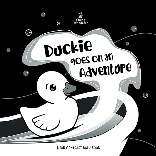 Duckie Goes On An Adventure High Contrast Black and White Baby Bath Book, Sensory Play, Bath Toy, Baby Book, Bath Book – Picture Book, June 1, 2022