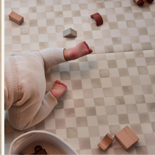 Beige Checker Print Tumbling Mat | Checker in Almond – House of Noa