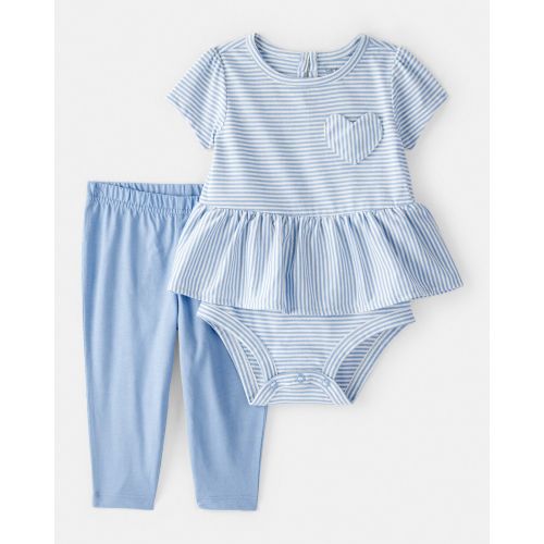 Baby Girl Stripe Bodysuit & Pant Set - Blue | Carter's