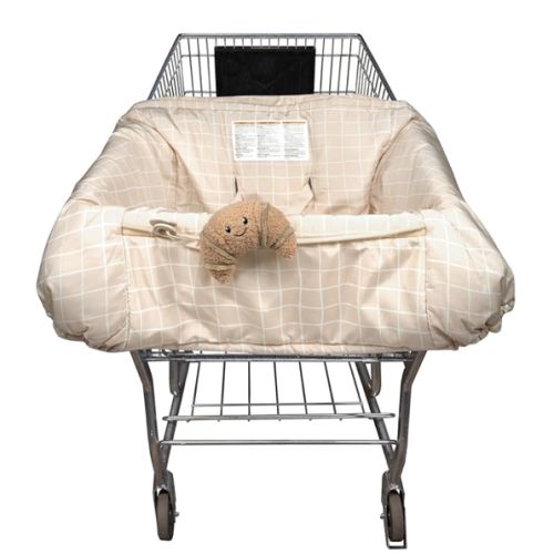 Boppy Shopping Cart Cover for Baby - 360° Coverage Cart Cover for Babies with Safety Harness, Toy Tether, One-Hand Placement, Machine-Washable, 6 Month & Up - Croissant