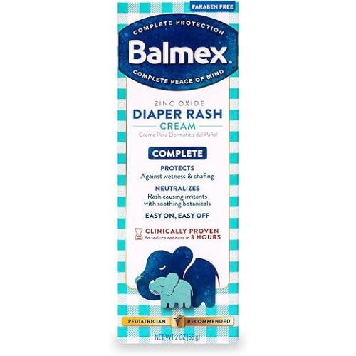 Balmex Complete Protection Baby Diaper Rash Cream with Zinc Oxide + Soothing Botanicals, 2 Ounce