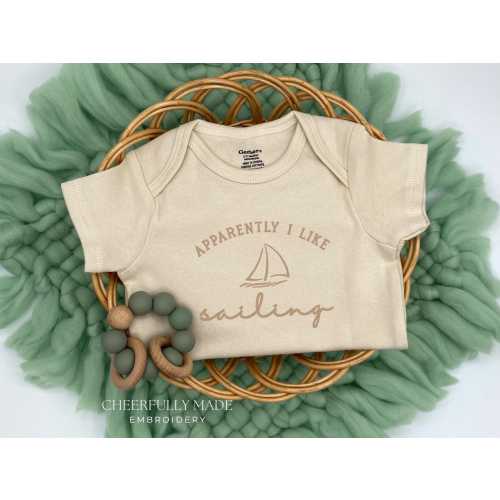 Embroidered Apparently I like Sailing Bodysuit, Funny Sailing Pregnancy Announcement, Sailboat Bodysuit, Sailing Baby Gift, Baby Shower Gift
