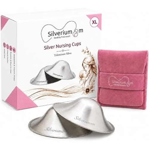 Silveriumom Silver Nursing Cups, Nipple Shields & Covers for Breastfeeding (X-Large)