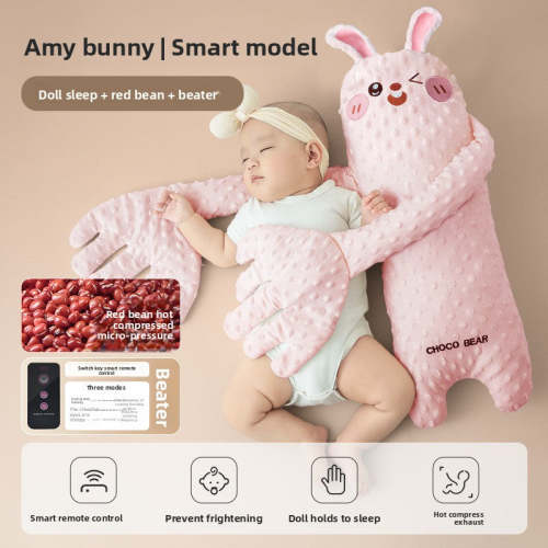 TresAdore Plush Baby Sleep Aid Patting Toy with Remote Control Soothing Sleep Comfort Toy for Babies & Newborns - Style 2 Pink Rabbit / No Music Beat Movement