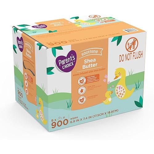 Shea Butter Baby Wipes, 900 Count - Free From Phenoxyethanol, Parabens, Phthalates, And Alcohol - Enriched With Soothing Shea Butter - Ultra Soft - Gentle On Skin - Hypoallergenic And pH Balanced