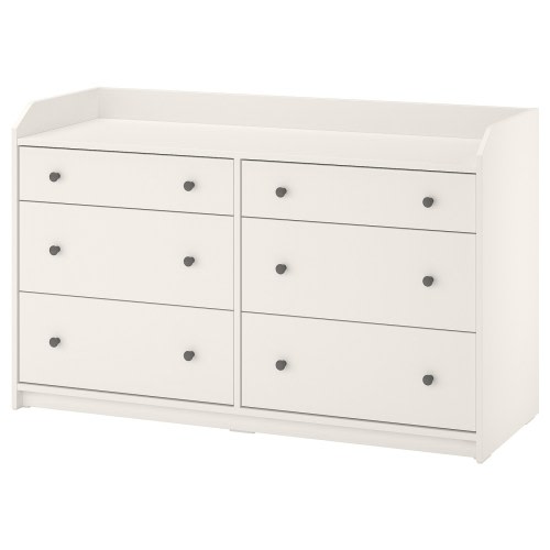 HAUGA 6-drawer dresser - white 138x46x84 cm (54 3/8x18 1/8x33 1/8 ")