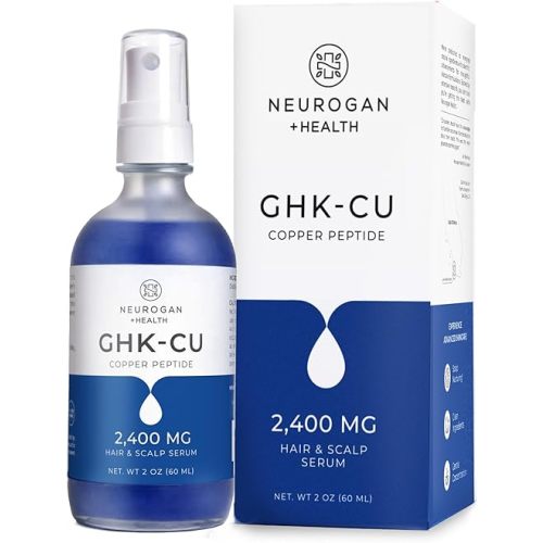 Neurogan GHK-Cu Copper Peptide Hair & Scalp Serum – 2400mg, 4% Copper Peptides – Fast-Absorbing, Water-Based Formula for Hair Softness & Shine - Cosmetic Dry Scalp Moisturizer Spray, Made in USA