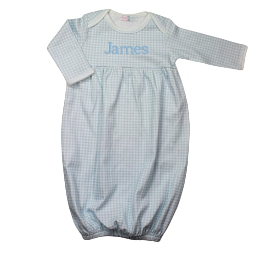 Baby Boys Blue Gingham Gown | Baby Loren
