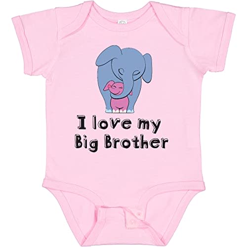 inktastic I Love My Big Brother Elephant Blue Pink Baby Bodysuit