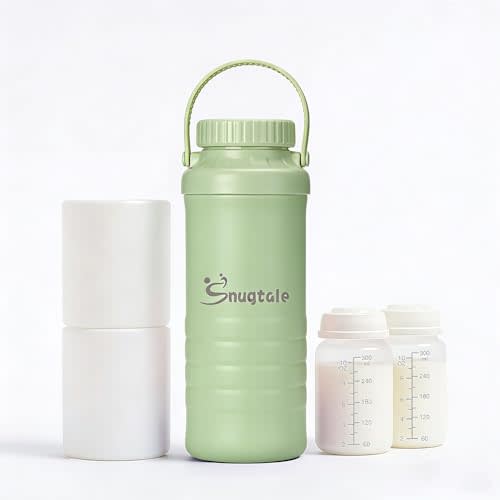 22oz Portable Breast Milk Cooler Bottle – Milk Cooler for Breastmilk, 24H+ Cooling, with 2 BPA-Free Bottles with Measurement Marks, Travel Essential for Outdoor Breastfeeding & Pumping