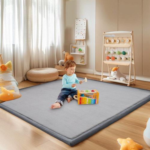 Alwyn Home Play Mat For Floor, 1.4In Thick Memory Foam Padded Play Mat, Soft Velvet Play Mat Non-Slip Bottom | Wayfair