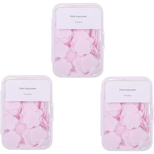 300pcs Portable Hand Washing Soap Sheets, Scented Mini Soap Sheets, Disposable Soluble Soap for Outdoor Travel, Camping, Hiking (Pink)