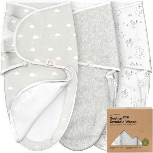 KeaBabies Baby Swaddle Sleep Sacks with Zipper - 3-Pack Swaddles for Newborns 0-3 Months, Infant, Baby Girls, Boys, Soft & Durable Newborn Sleep Sack, Easy Diaper Change Swaddling Blanket (Aspire)