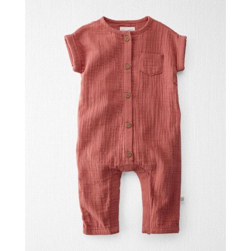 Baby Organic Cotton Gauze Jumpsuit - 12M - Georgia Clay