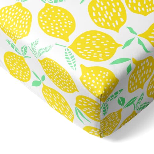 Little Sleepies Baby Crib Sheets, Buttery Soft Viscose from Bamboo Crib Sheets for Boys & Girls, Toddler Bed Sheet, Mini Crib Mattress Sheet, Super Stretchy & Elasticized (Lemon)
