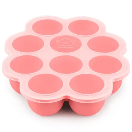 KeaBabies Silicone Food Freezer Trays with Lid, 2oz x 10 Pods Baby Food Storage Containers, Easy Puree Meal Prep, Breast Milk Silicone Freezer Molds, Dishwasher,Microwave Safe,BPA-Free(Blossom)
