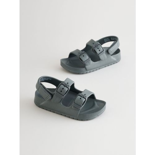 Charcoal Grey Double Buckle Ankle Strap EVA Sandals