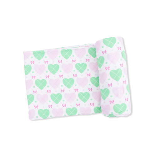 Stretch Swaddle, Heart Argyle