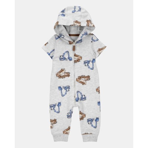Baby Boy Construction Hooded Jumpsuit - Grey - Carter's | Carter's