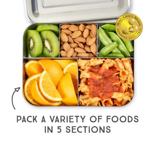 LunchBots Cinco Stainless Steel 5 Compartment Bento Box