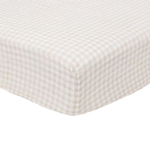 Little Unicorn Cotton Muslin Crib Sheet - Tan Gingham